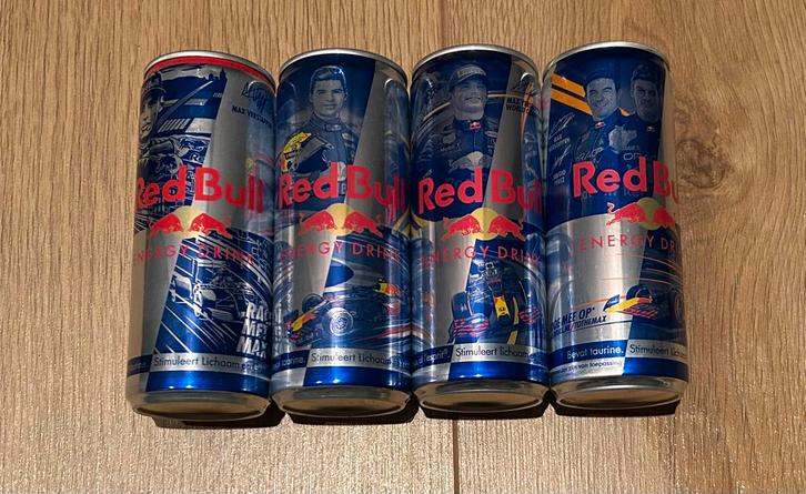 Diverse Red Bull blikjes Max Verstappen ongeopend, Verzamelen, Automerken, Motoren en Formule 1, Zo goed als nieuw, Formule 1