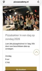 Pizzabakker in 1 dag, Tickets en Kaartjes, Eén persoon, Cadeaubon, Overige typen