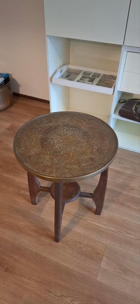 Houten tafeltje met koperen blad, Antiek en Kunst, Antiek | Meubels | Tafels, Ophalen