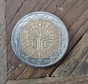 Zeldzame 2€ munt van Frankrijk uit 1999 beschikbaar voor biedingen
