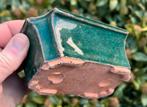 Bonsai schaal groen geglazuurd aardewerk 14,2x9,8x5,2, Tuin en Terras, Ophalen of Verzenden, Zo goed als nieuw, Aardewerk, Rechthoekig