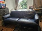 Gratis ophalen leren blauwe bank, Ophalen of Verzenden, Zo goed als nieuw, 75 tot 100 cm, Rechte bank