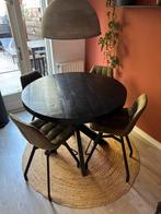 Ronde hoge tafel met metalen onderstel, Huis en Inrichting, Tafels | Eettafels, Ophalen, 100 tot 150 cm, Rond, Zo goed als nieuw