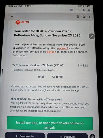 BLØF & Vrienden, Ahoy Rotterdam, zondag 23 november 2025 beschikbaar voor biedingen