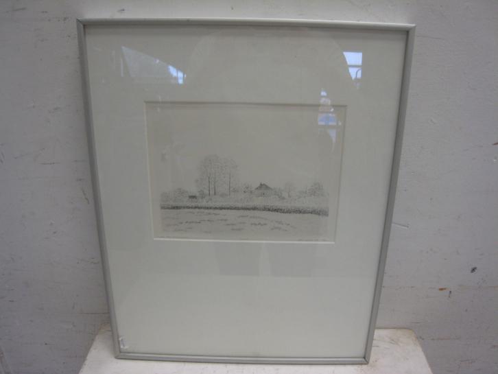 Werk van Jan van Winkel, 19x24, lijst 50x40, Antiek en Kunst, Kunst | Schilderijen | Modern