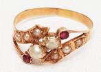 Ring kleursteen parel goud antiek victoriaans., Sieraden, Tassen en Uiterlijk, Antieke sieraden, Ophalen of Verzenden, Goud, Ring