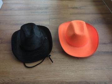 Cowboyhoed / feesthoed / zwart - oranje / hoed 2 st. beschikbaar voor biedingen