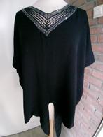 H) Zwart shirt met  decoratieve halslijn XL 42/44, Zwart, Maat 42/44 (L), Ophalen of Verzenden, Zo goed als nieuw
