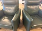 Nette leren fauteuils, Huis en Inrichting, Fauteuils, Ophalen, Gebruikt, 100 tot 125 cm, Leer