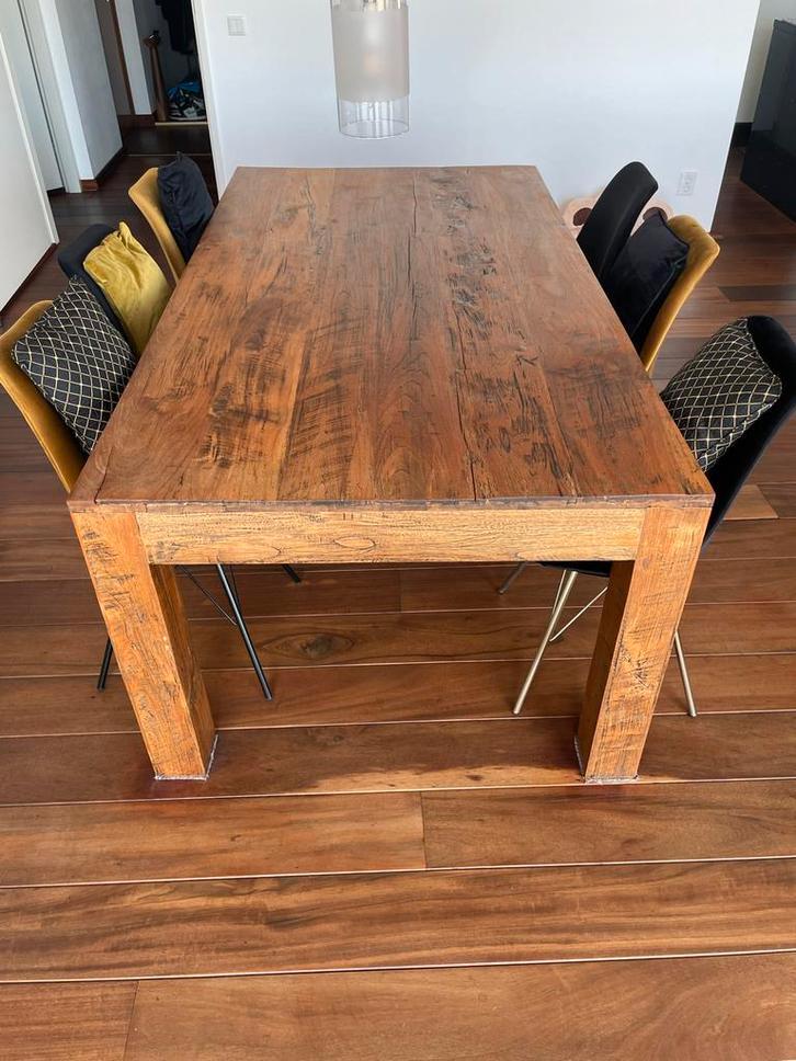 Tafel + 6 Kick Collection Velvet Kuipstoelen, Huis en Inrichting, Tafels | Eettafels, Zo goed als nieuw, 100 tot 150 cm, 150 tot 200 cm