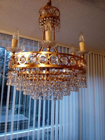 Kristallen kroonluchter met 9 lichtpunten werkend 55cm beschikbaar voor biedingen