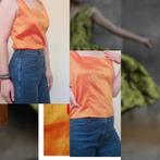 Kenzo zijde top oranje S, Kleding | Dames, Oranje, Maat 38/40 (M), Zonder mouw, Ophalen of Verzenden