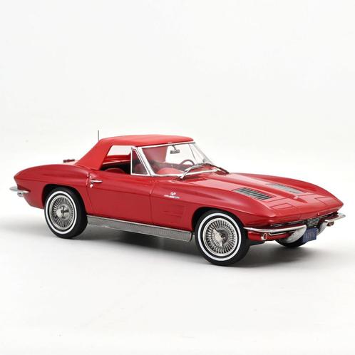 Chevrolet Corvette Sting R Cabrio '63 Rood 1:18 NOREV 189056, Hobby en Vrije tijd, Modelauto's | 1:18, Nieuw, Auto, Norev, Verzenden