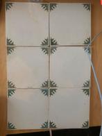 6 x oude tegels met groen motiefje, Ophalen of Verzenden