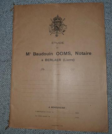 Oude Notaris Akte 1925 Baudouin OOMS Berlaer beschikbaar voor biedingen
