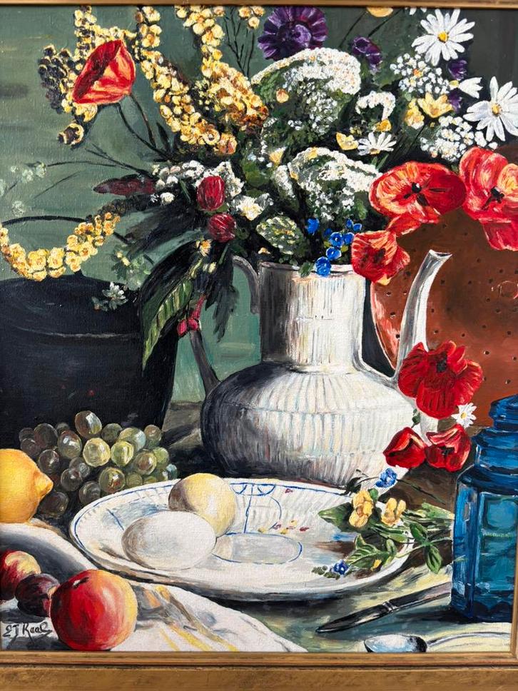 Vintage Stilleven Schilderij, Antiek en Kunst, Kunst | Schilderijen | Klassiek, Ophalen of Verzenden