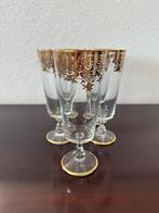Vintage bierglazen met gouden randje (5 stuks), Verzamelen, Glas en Borrelglaasjes, Ophalen of Verzenden, Gebruikt, Bierglas