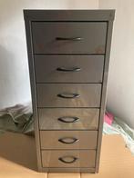Vintage metallic/antraciet ladenblok, archiefkast IKEA, Ophalen, Gebruikt, Minder dan 45 cm, Metaal of Aluminium
