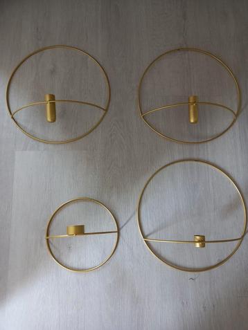 Wandhangers goud 4 stuks muurdecoratie