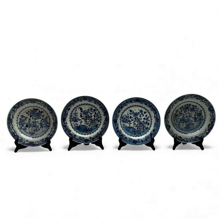 Vier 18e eeuwse Chinees porseleinen borden, Qianlong, Antiek en Kunst, Antiek | Porselein, Ophalen of Verzenden