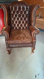 Vintage Lederen Fauteuil, Ophalen, Gebruikt, Vintage, 75 tot 100 cm