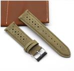 Groene leren horlogeband horloge band racing, Sieraden, Tassen en Uiterlijk, Overige Accessoires, Verzenden, Nieuw