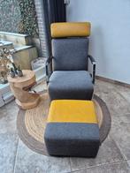 Montel fauteuil met voetenbank, Leer, 75 tot 100 cm, Ophalen of Verzenden, Zo goed als nieuw