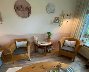Mooie rotan fauteuils met op maat gemaakt kussen van Life beschikbaar voor biedingen