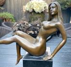 Bronzen zittend naakt, Patoue/stempel 33cm hoog zuiver brons, Antiek en Kunst, Kunst | Beelden en Houtsnijwerken, Ophalen of Verzenden