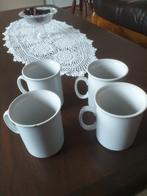 4 witte porseleinen mokken, Ophalen of Verzenden