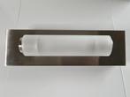 Massive wandlamp geborsteld RVS met matglas halogeen, Ophalen of Verzenden, Gebruikt, Metaal, Modern