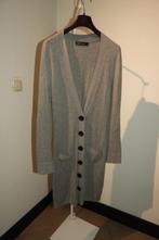 Marccain lang vest grijs zjide cashmere knopen zakjes N2/S
