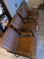 Bruine leren eetkamerstoelen, Ophalen of Verzenden, Gebruikt, Leer, 50 tot 75 cm