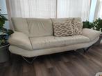 3 Witte leer Sofas met T.v  kast met salon tafel, Gebruikt, Eenpersoons, Leer, Ophalen of Verzenden
