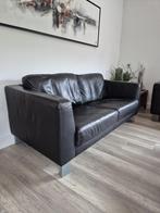 Zwart leren 2,5-zits bankstel, Huis en Inrichting, Ophalen, Gebruikt, 150 tot 200 cm, Tweepersoons
