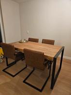 Mango Houten Eettafel + 4 Cognac Stoelen, Huis en Inrichting, Tafels | Eettafels, Ophalen, Gebruikt, 50 tot 100 cm, 150 tot 200 cm