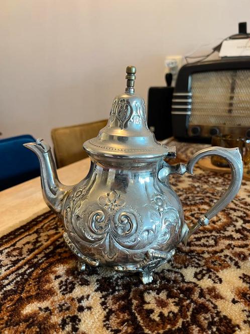 Marokkaanse Theepot Berrad - Verzilverd Koper, Antiek en Kunst, Antiek | Koper en Brons, Ophalen of Verzenden