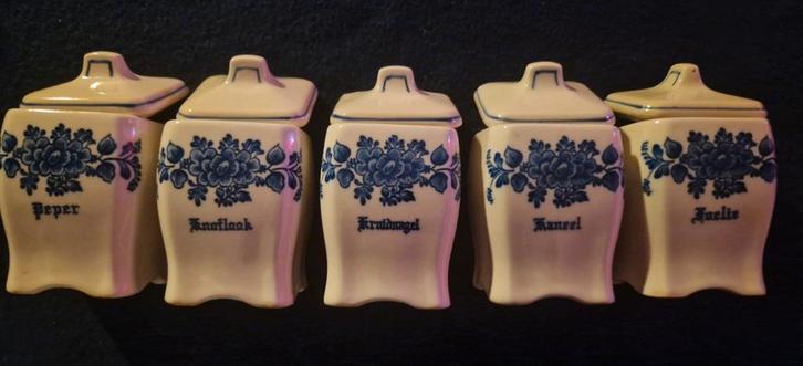 Delfts Blauw Kruidenpotjes Set, Antiek en Kunst, Antiek | Keramiek en Aardewerk, Ophalen of Verzenden