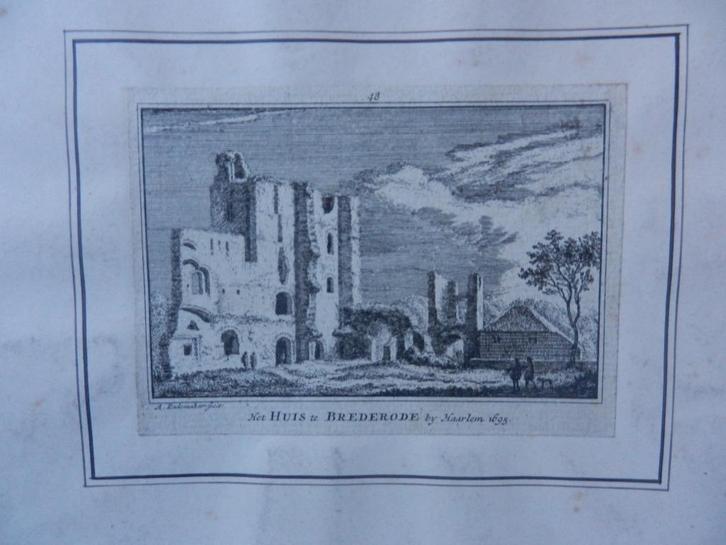 Gravure Het Huis te Brederode anno 1695 Rademaker, 18e eeuw, Antiek en Kunst, Kunst | Etsen en Gravures, Ophalen of Verzenden