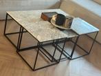Marmeren tafelset, Huis en Inrichting, Tafels | Salontafels, Ophalen, Rond, 50 tot 100 cm, Zo goed als nieuw