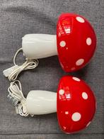 2 leuke vrolijke Paddenstoel Lampen glas, Ophalen, Minder dan 30 watt, E27 (groot)
