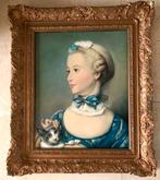Meisje met poes - naar Jean-Baptiste Perronneau (1715-1783), Antiek en Kunst, Ophalen of Verzenden