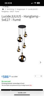 Lucide Hanglamp met 5 fume lampen, Huis en Inrichting, Lampen | Hanglampen, Ophalen, 75 cm of meer, Modern, Glas