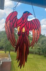 Handgemaakte Glas in lood kunst. Rode fenix vogel, Ophalen of Verzenden