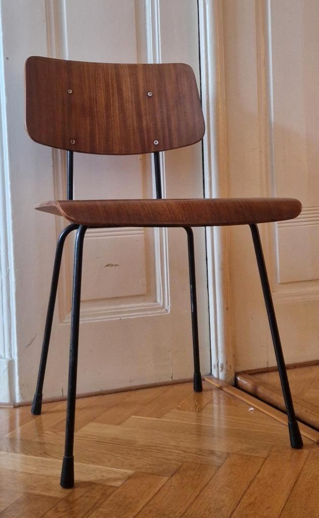 4 Gispen Cordemeyer 1262 Stoelen - Gebruikt, Huis en Inrichting, Stoelen, Gebruikt, Vier, Hout, Metaal, Bruin, Ophalen of Verzenden