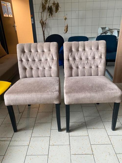 Eetkamerstoelen – Set van 2 – Taupe/Lichtbruin, Huis en Inrichting, Stoelen, Zo goed als nieuw, Stof, Bruin, Ophalen