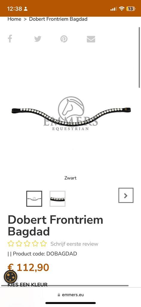 Dobert frontriem crystal full zwart, Dieren en Toebehoren, Paarden en Pony's | Hoofdstellen en Tuigage, Zo goed als nieuw, Dressuur