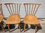 Vier vintage beukenhouten spijlstoelen eetkamerstoelen, Ophalen, Mid century vintage, Gebruikt, Overige kleuren
