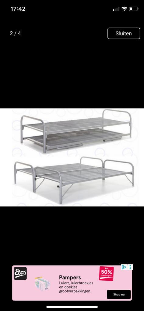 Avek Duet Dubbel Divanbed - Logeerbed, Huis en Inrichting, Slaapkamer | Bedden, Gebruikt, Tweepersoons, 90 cm, 200 cm, Metaal