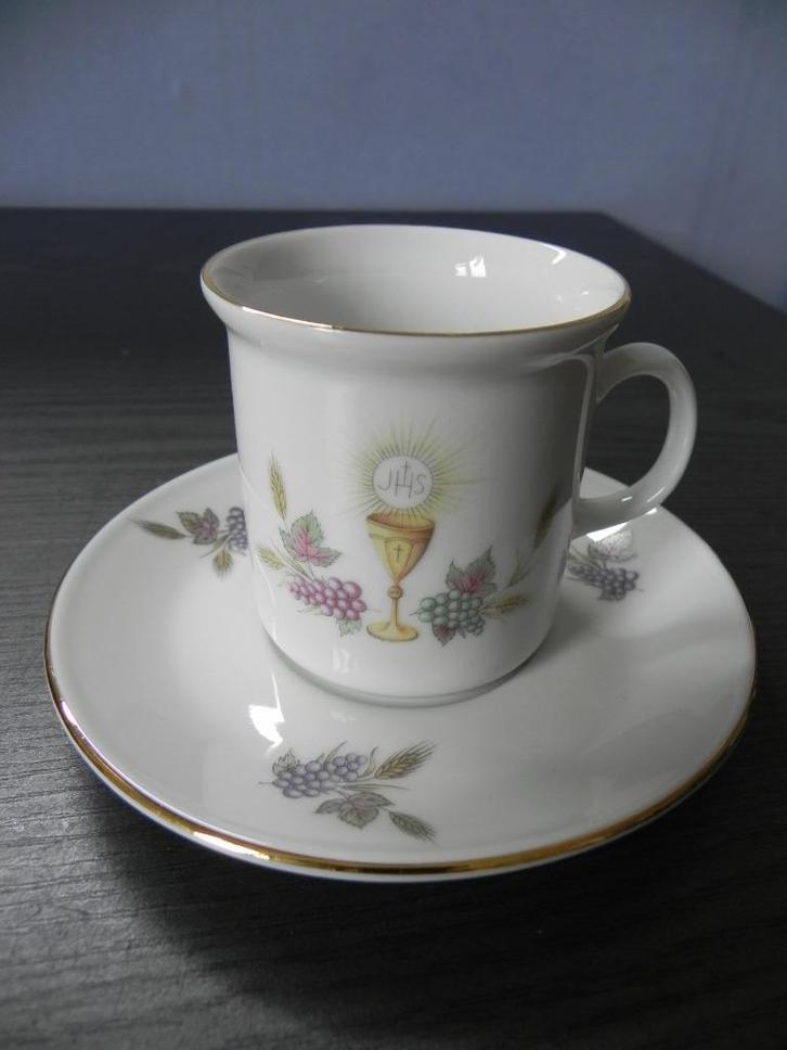 kop en schotel eerste communie Kronester Bavaria vintage, Antiek en Kunst, Antiek | Servies los, Ophalen